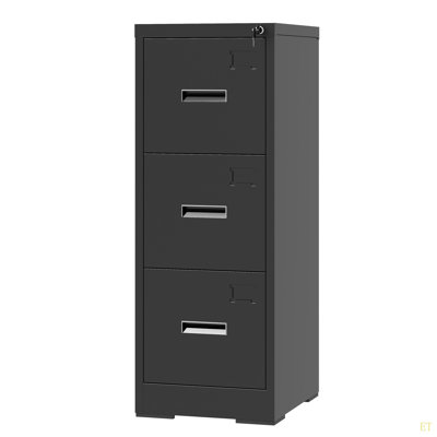 3 Drawer Metal Vertical File Cabinet With Lock And Card Slot Office Home Vertical File Cabinet For A4 Legal/Letter Size Narrow File Cabinet Locked,Assembly Required