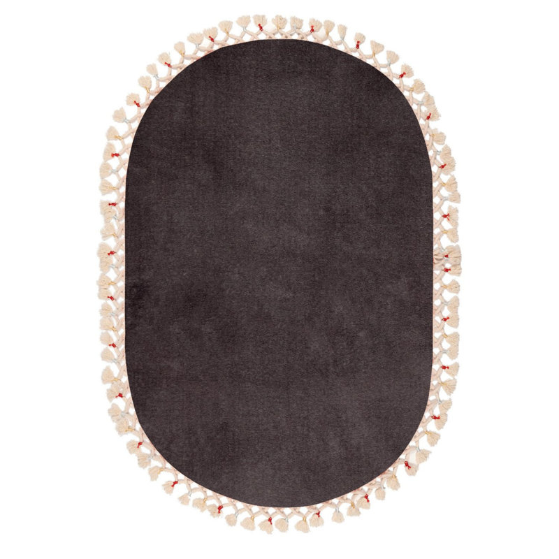 Eufrosina Solid Color Bath Rug, Anthracite, 39" W x 59" L