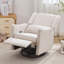 Fauteuil à bascule pivotant à oreilles avec mouvement coulissant, revêtement en lin et repose-pieds à 3 positions pour un confort ultime