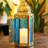 Gold Moroccan Candle Lantern Decorative Candle Holder Lamp for Table or Hanging, Ramadan Decorations, Weddings, Indoor Home Decor, Outdoor Patio or Porch (Set of 2)-452001048-452001047