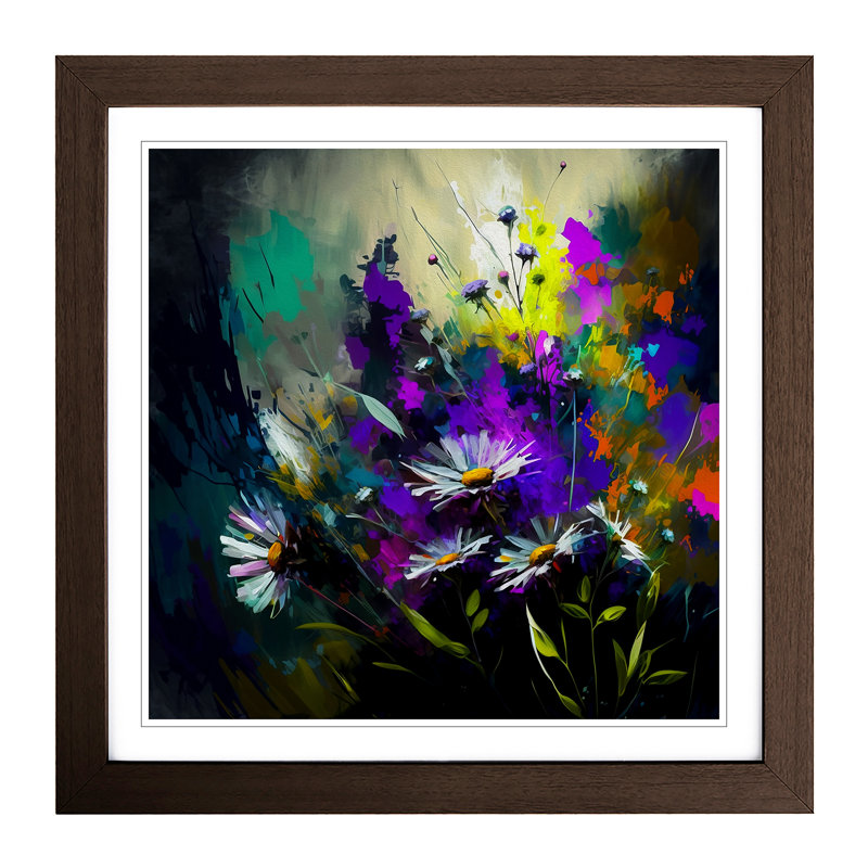 Wildflowers Abstract Expressionism No.4 - Framed Print, Walnut