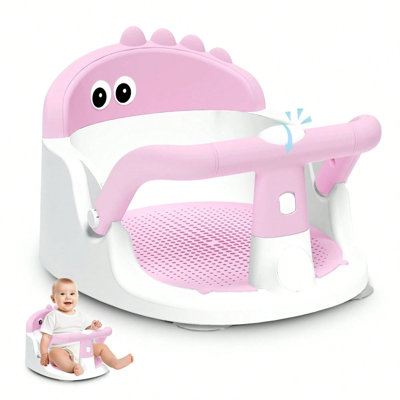 Baby Bath Seat For Babies 6 Months & Up Sitting Up,Non-Slip Baby Bath Chair For Bathroom, Bathtub Tub, Easy To Clean,Pink