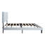 Lit simple tapissier avec tête de lit en lin contemporaine, sans sommier, support à lattes de bois, facile à assembler, gris, accessoire de chambre à coucher, ressort à pression de 300 lb requis,-957955222-957955217