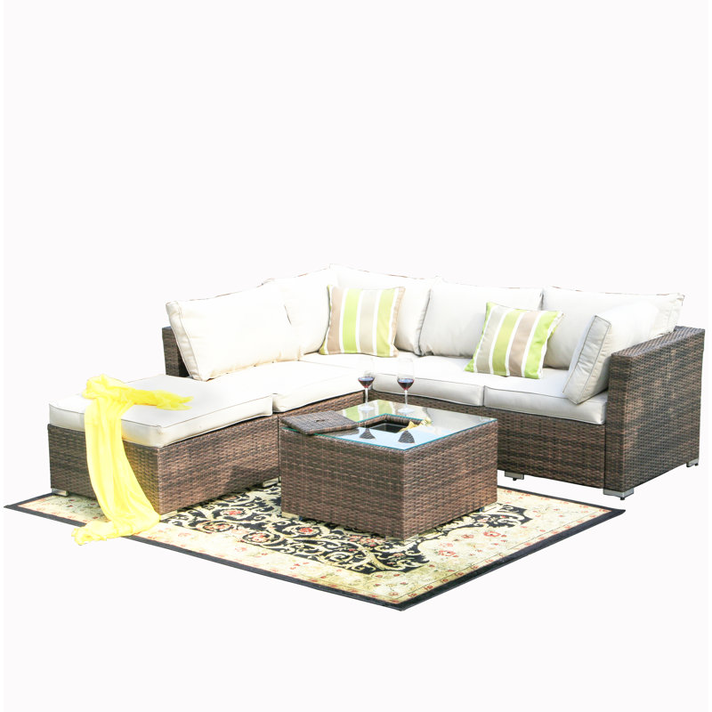 Ensemble de conversation modulaire avec coussins 5 pièces Whitaker
