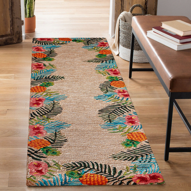 Tapis ivoire touffeté à la main Demirhan, Tapis de couloir 2 pi x 8 pi