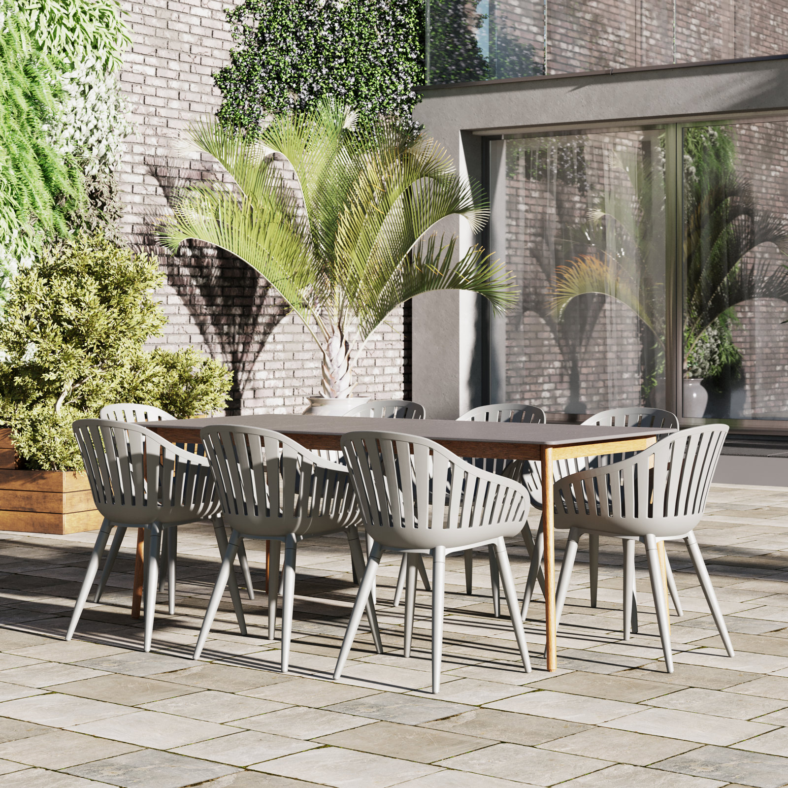 Alyisa 75" Eucalyptus Patio Dining Set