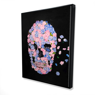 Flower Skull Print On Canvas