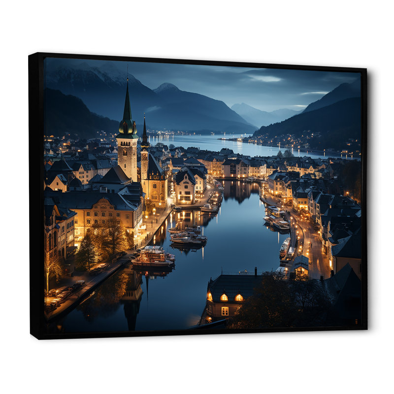 Faux de l'Allemagne, Allemagne, Alesund, art mural, Cadre flottant noir, H 30 po x l 40 po x P 1,5 po