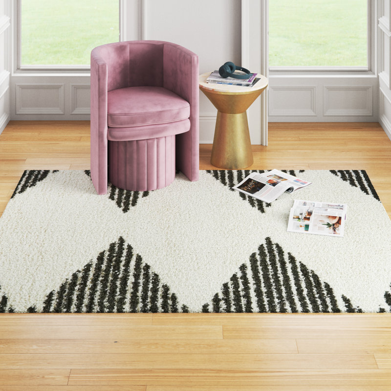 Tapis blanc / gris anthracite Ashlynn, Rectangle 7 pi 10 po x 10 pi