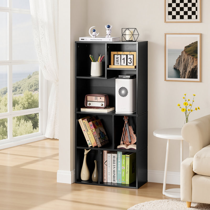Hidajeta Cube Modern Bookcases, Bookshelves for Most Books, Vertical or Horizontal Use Available, Black