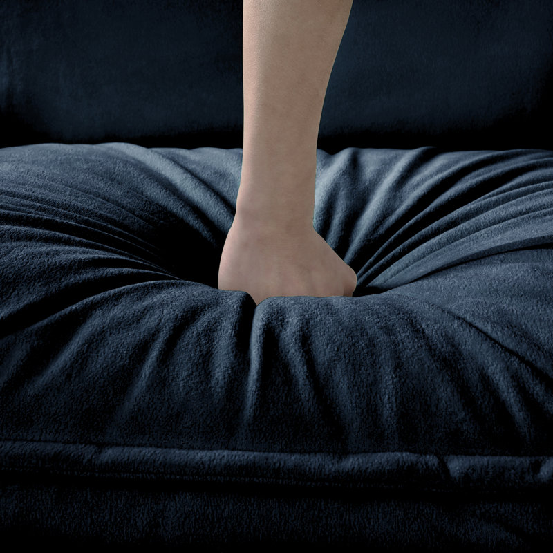 Deep Seat Sectional Cloud Sofa With 2 Ottomans & Soft Pillows, Loveseat Modular Couch For Living Room, Apartment,DIY Combination,Blue