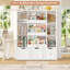 47.2"H Wood Storage Kids Bookcases  with Sliding Door and 3 Removable Drawers-1978667836