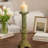 Vintage Style Tapered Candle Holder, 21 Inch Rustic Green Terracotta