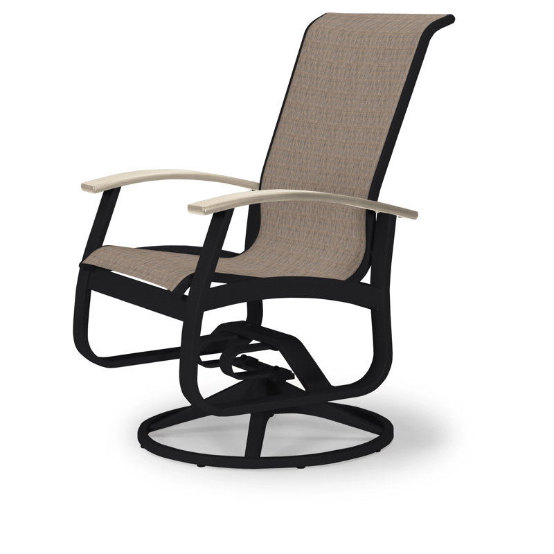 Chaise de patio pivotante Askar, Désert P60, Noir texturé, Tweed Sunbrella® brun
