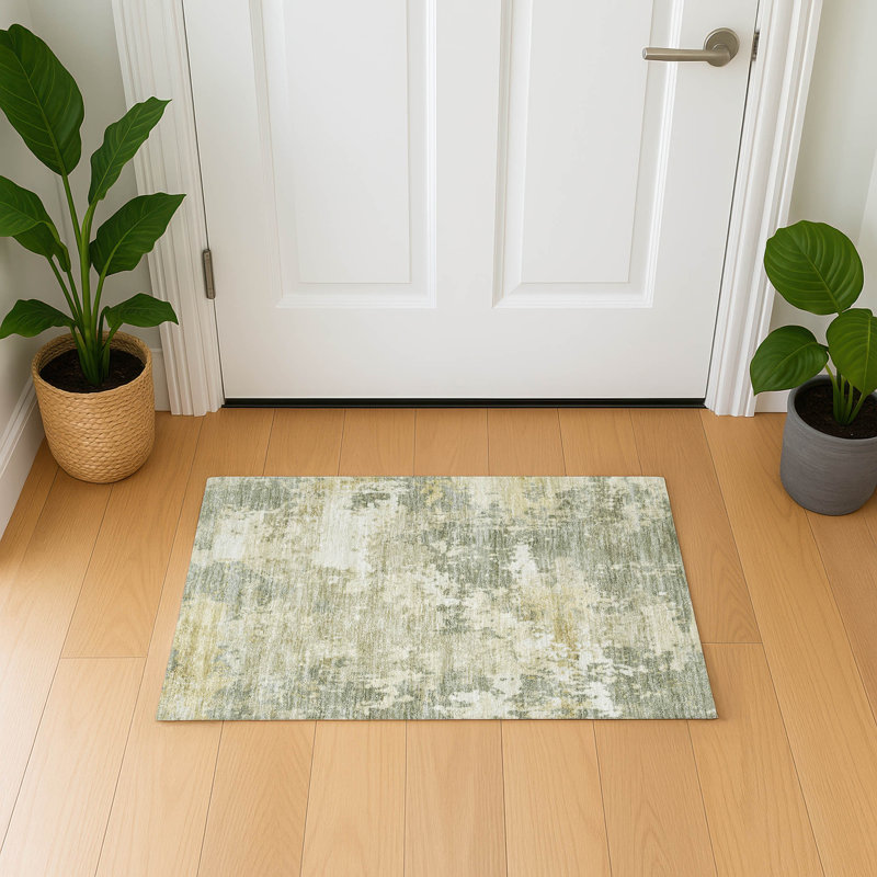 Premium Machine Washable Mayfield AMF2142 abstract Rug, 1'8" x 2'6", Sage