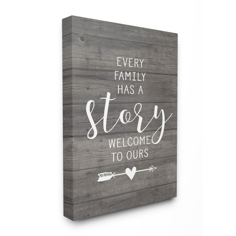 «Every Family Has a Story» par lettrage et doublure - impression d'art textuel, H 20 po x l 16 po, Cadre noir