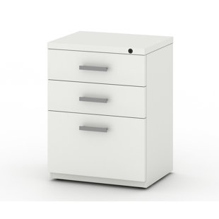 My-Hite Metal Vertical Filing Cabinet with 3 Drawers, 4 Hiden Casters, Glide Suspension