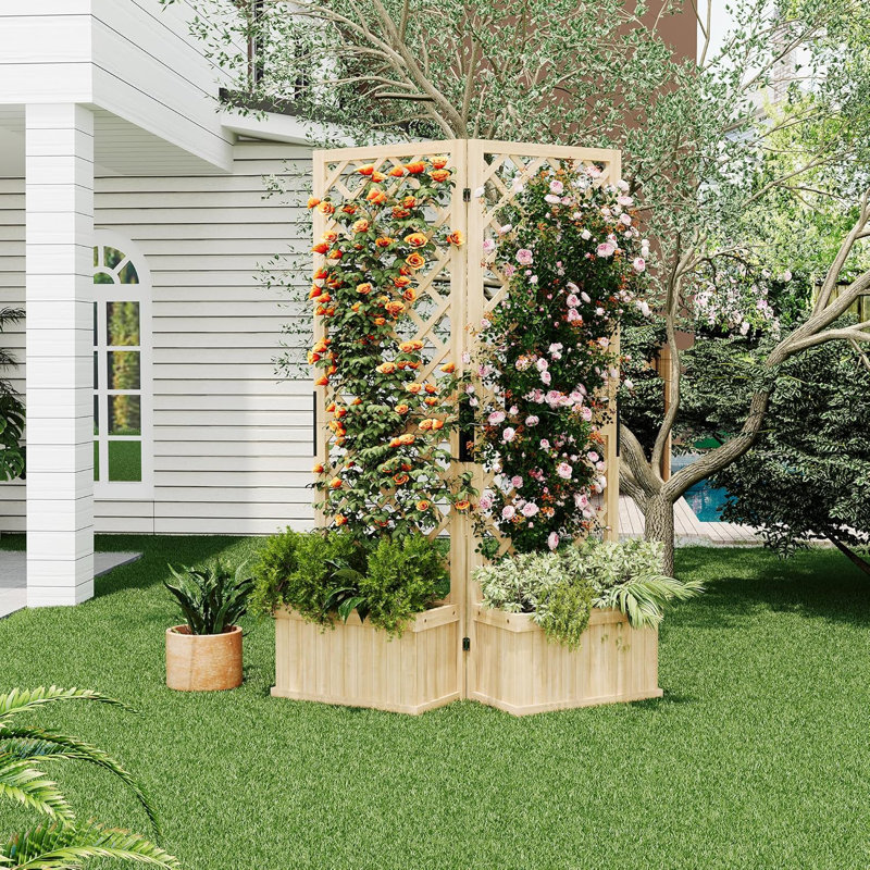 Wood Pot Planter, 165.2cm H x 105cm W x 26.4cm D