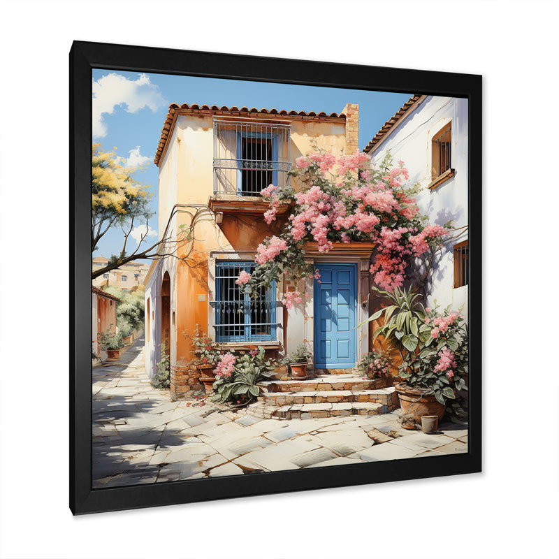 «Mexico Colonial Charm» - art mural mexicain, H 30 po x l 30 po x P 1,5 po, Cadre simple noir