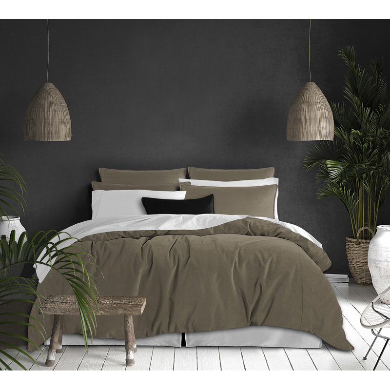 Alia Duvet Cover Set, Queen Duvet Cover + 2 Standard Shams, Charcoal