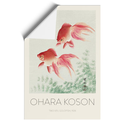 Two Veil Goldfish Print by Ohara Koson - Frameless Print