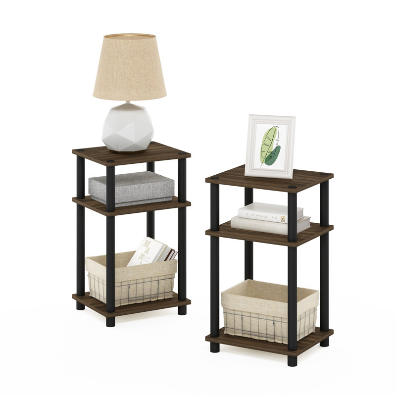34.04cm W Bedside Table, Black, Columbia Walnut