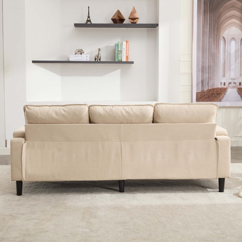 Canapé modulaire en L avec repose-pieds, Tissu beige