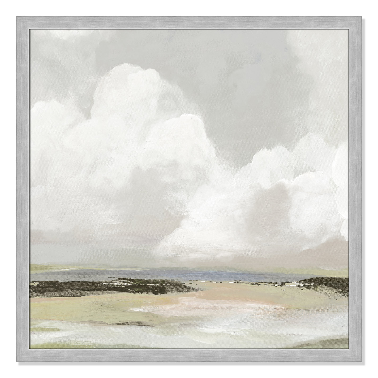 Weatherhill "Soft Clouds" Painting, 33" H x 33" W x 1.12" D, Matte Silver Framed