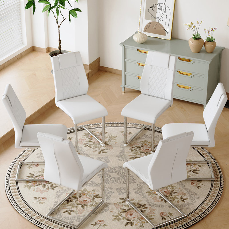 Chaises de salle à manger modernes, Argent, 6, Blanc