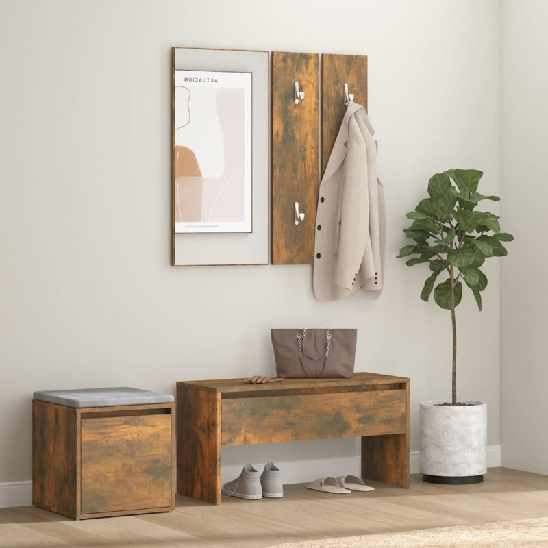 Jojuan vidaXL Hallway Furniture Set Engineered Wood, Smoked Oak