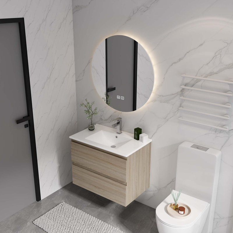 Wall-Mounted Bathroom Vanity With Ceramic Sink