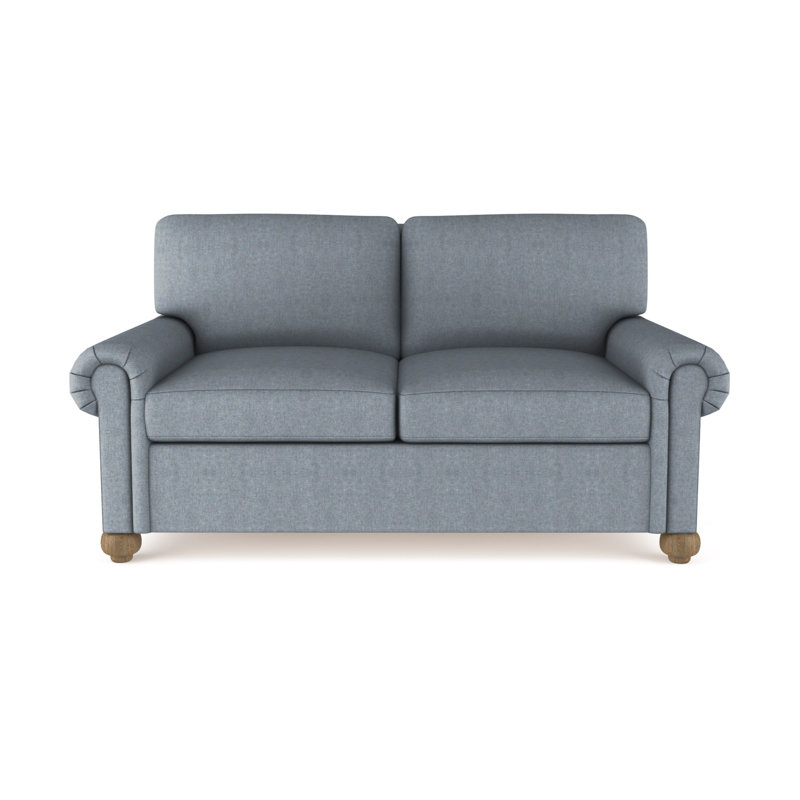 Leroy Loveseat, Weathered, Plush Velvet Alabaster, 36" H x 72" W x 43" D