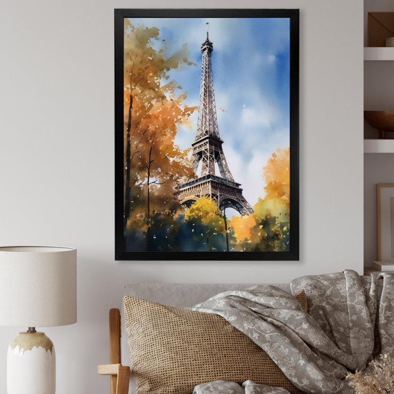 " Pastel Eiffel Tower In Paris I ", Black Single Picture Framed, 20" H x 12" W x 1" D