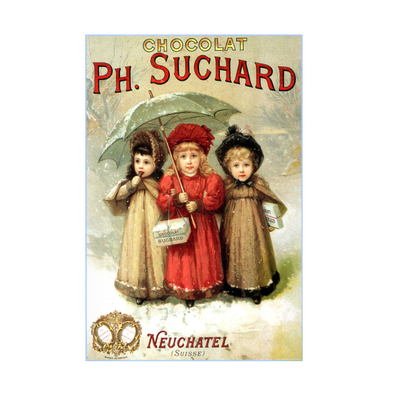 Art sur toile, artiste inconnu, Suchard chocolat, 1893, H 19 po x l 12 po