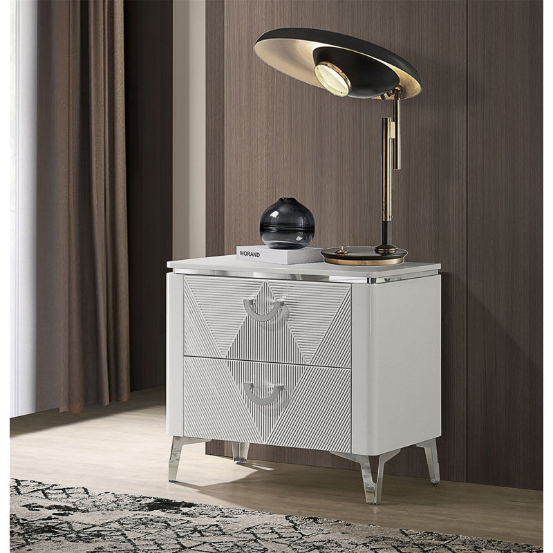 Table de chevet 2 tiroirs avec double port USB