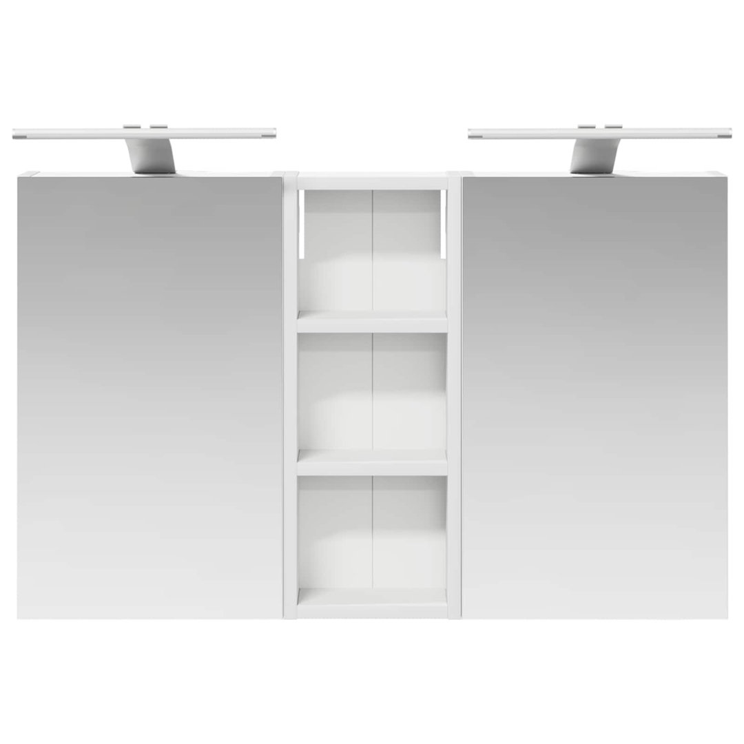 Bathroom Cabinet Set With LED Strip Lights Engineered Wood Shelving