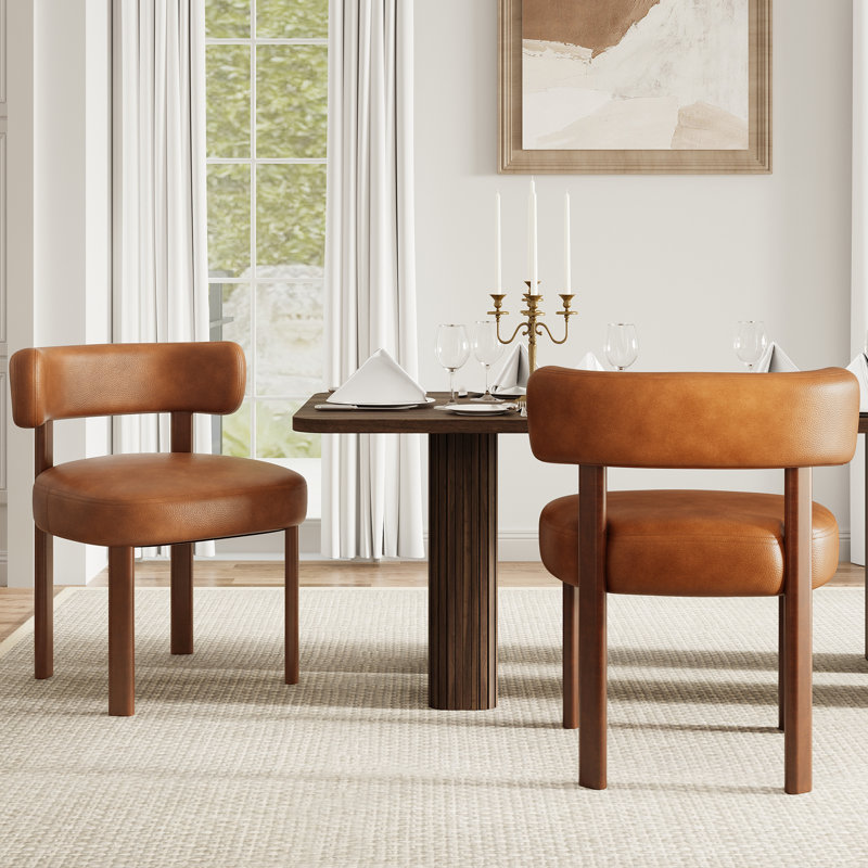 Chaise d'appoint rembourrée en similicuir, Brun
