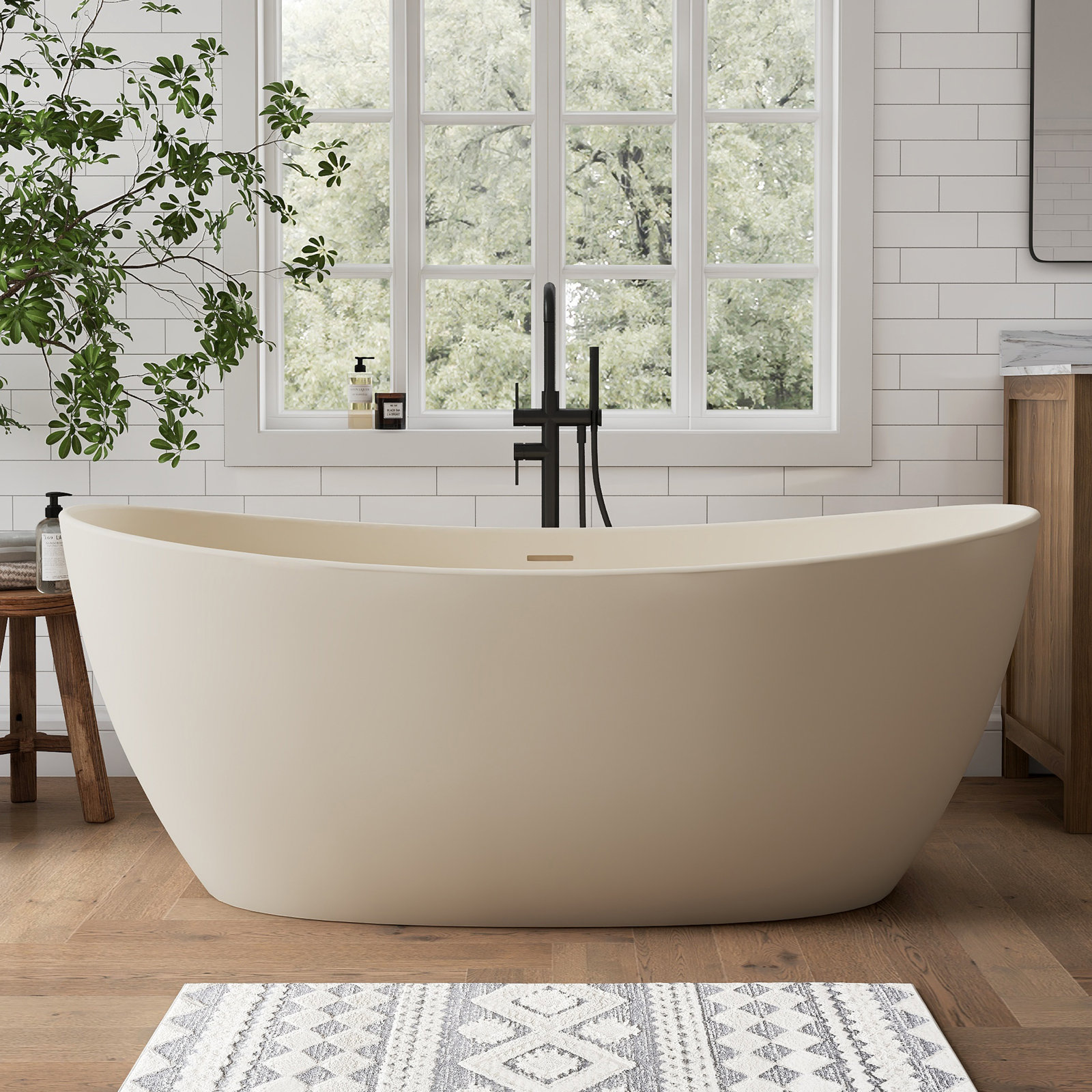 Forma 65" Double Slipper Soaking Bathtub, Millky Coffee