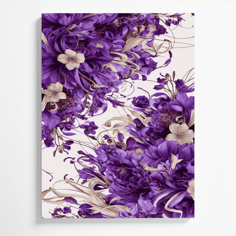 "Abstract Florals", art mural sur toile mauve, H 30 po x l 20 po