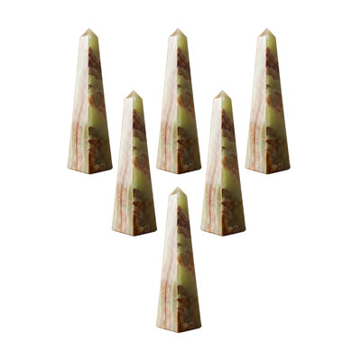 Natural Onyx Obelisk Sculpture, Handcrafted Multicolor Stone Decorative Object, Geometric Tabletop Accent for Shelf, Mantel, Office & Home Décor, 2.5" Base & 10" Tall