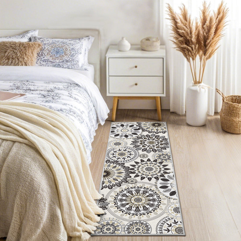 Tapis de cuisine antidérapant 3 pièces Mcnish, Beige / noir / bleu