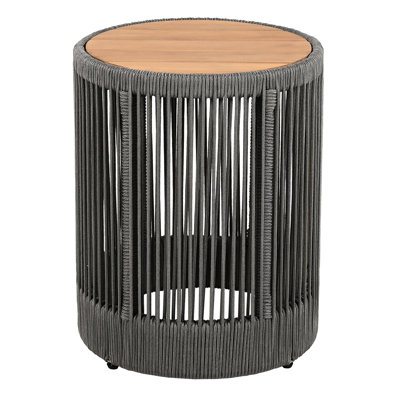 Wood And Rope Side Table - 17.84-Inch High, 15-Inch Depth, Versatile For Entryway Accent & Surface, Perfect Bedside Nightstand