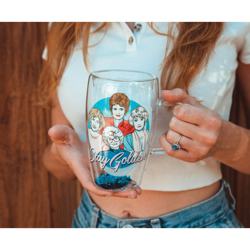 Grande tasse en verre à double paroi The Golden Girls | Peut contenir 15 onces