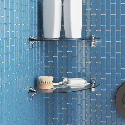 Pretto Corner Half Circle Bathroom Glass Shelf Set
