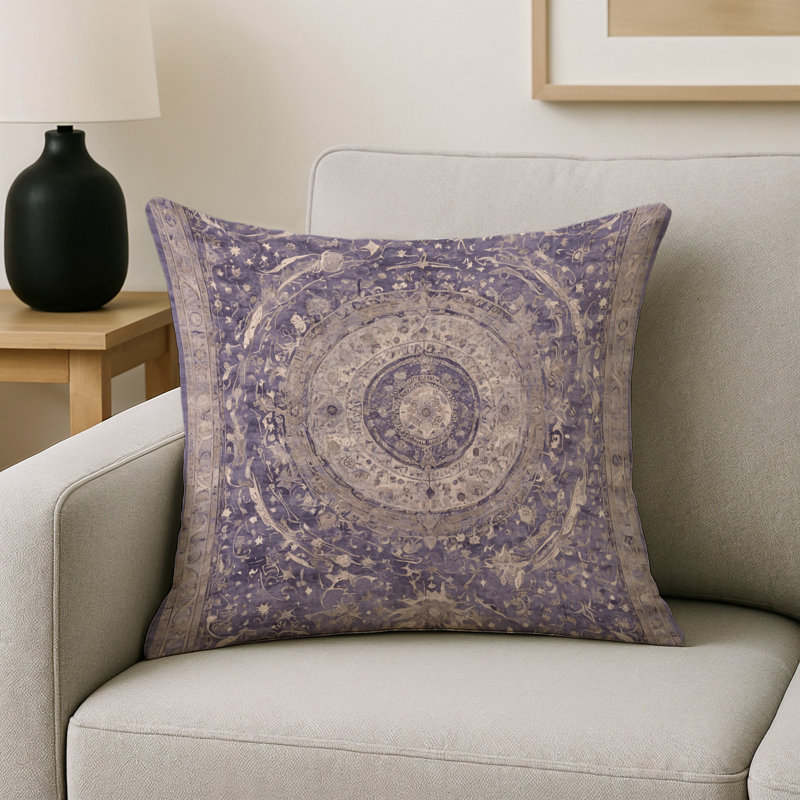 Coussin décoratif intérieur / extérieur gris Modern Modern, Carré 16 po, Gris / mauve oriental