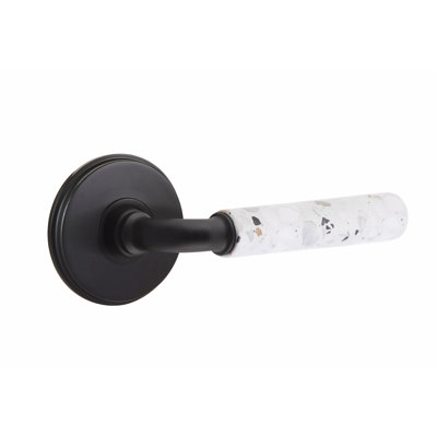 Ensemble de faux levier Emtek Select, rosette Watford, tige R-Bar, poignée terrazzo légère