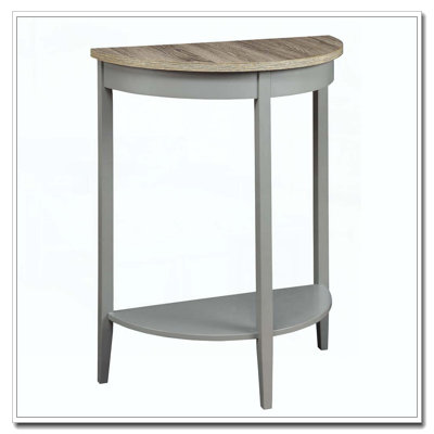Grey Oak and Grey Half Moon Console Table with Bottom Shelf