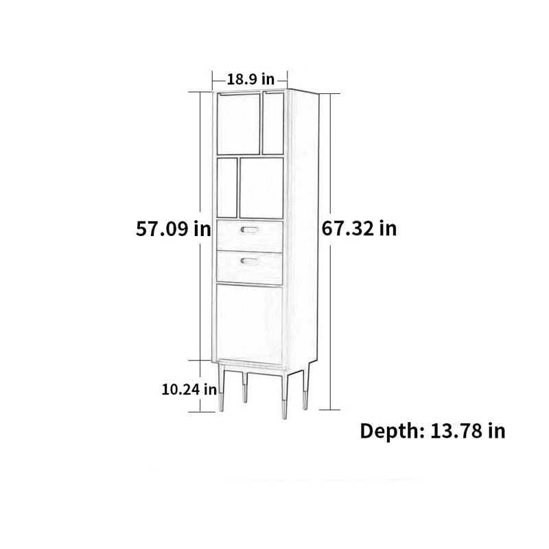 Solid wood floor bookcase display cabinet