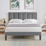Auxter Platform Bed Frame with Upholstered Headboard and Wooden Slats Support, Fully Upholstered Mattress Foundation, No Box Spring Needed