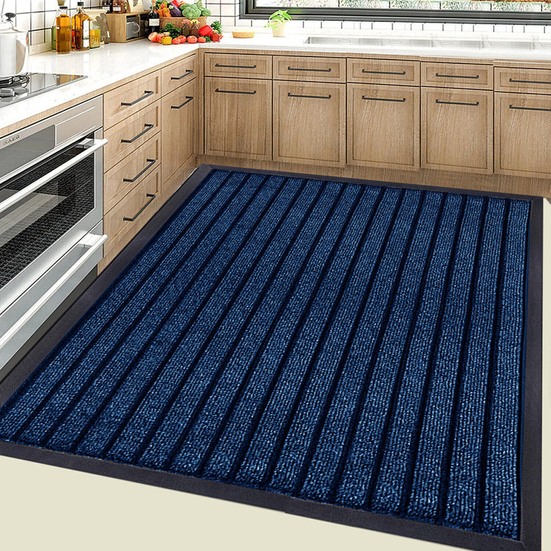 Non-Slip Indoor Outdoor Door Mat, Rectangle 80 x 150 cm, Blue
